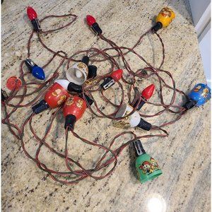 Vintage Scrappy Cartoon Christmas String Light Covers GE White Green Red Santa